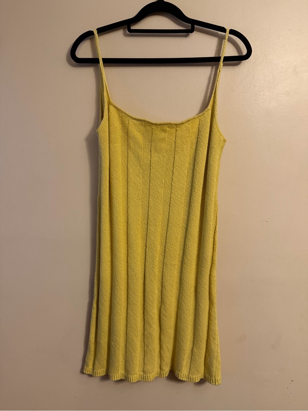 Free People Lemon Yellow Knit Mini Slip Dress